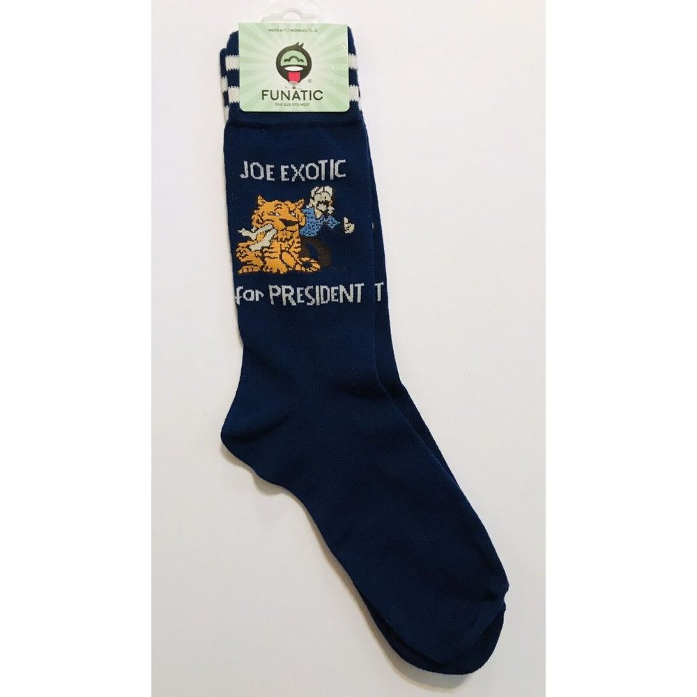 Joe Exotic For President Tiger King Big Cat Socks Men's 6-11 Women 7.5-12 New